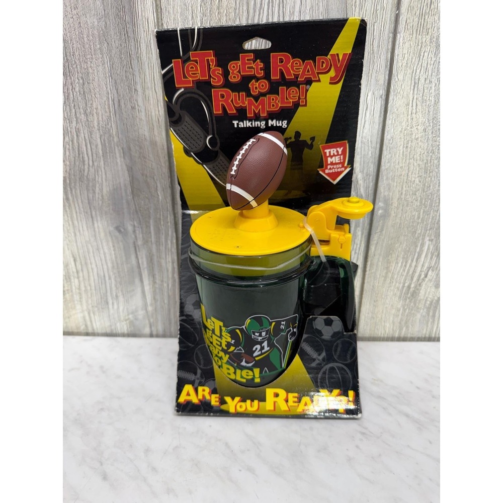 Vintage 1998 Michael Buffer Lets Get Ready to Rumble Talking Football Mug New